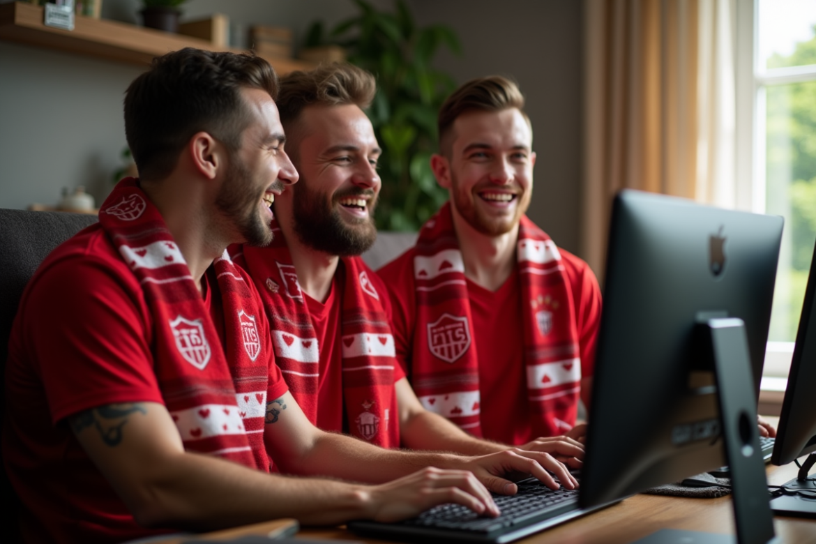 Supporters de football en salon avec écharpes LOSC