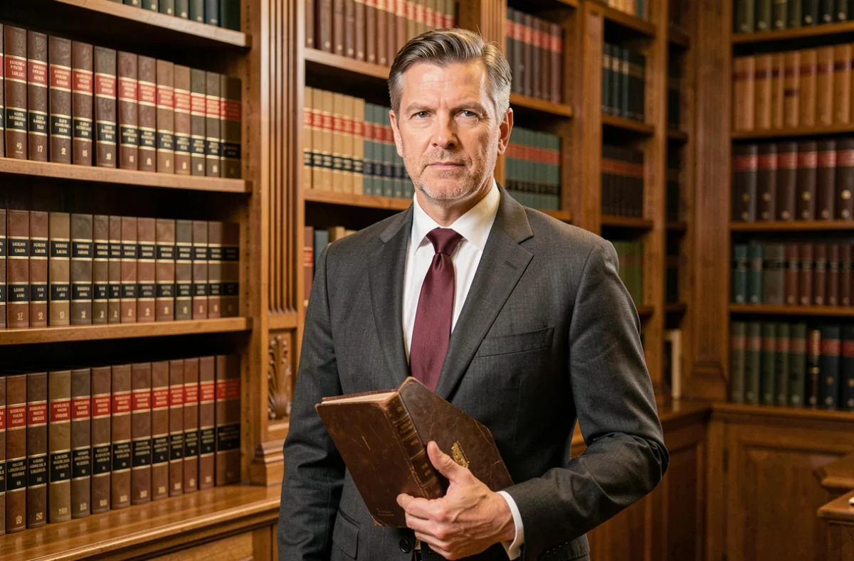 Laurent Lafon du Cabinet Aurijuris, avocat en costume anthracite devant une bibliothèque juridique traditionnelle