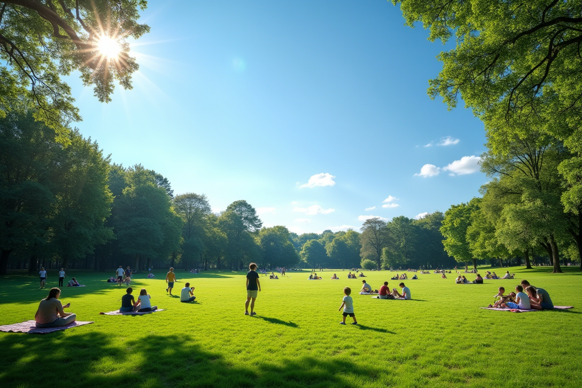 Familles profitant d un pique-nique dans le bois de Montmaur