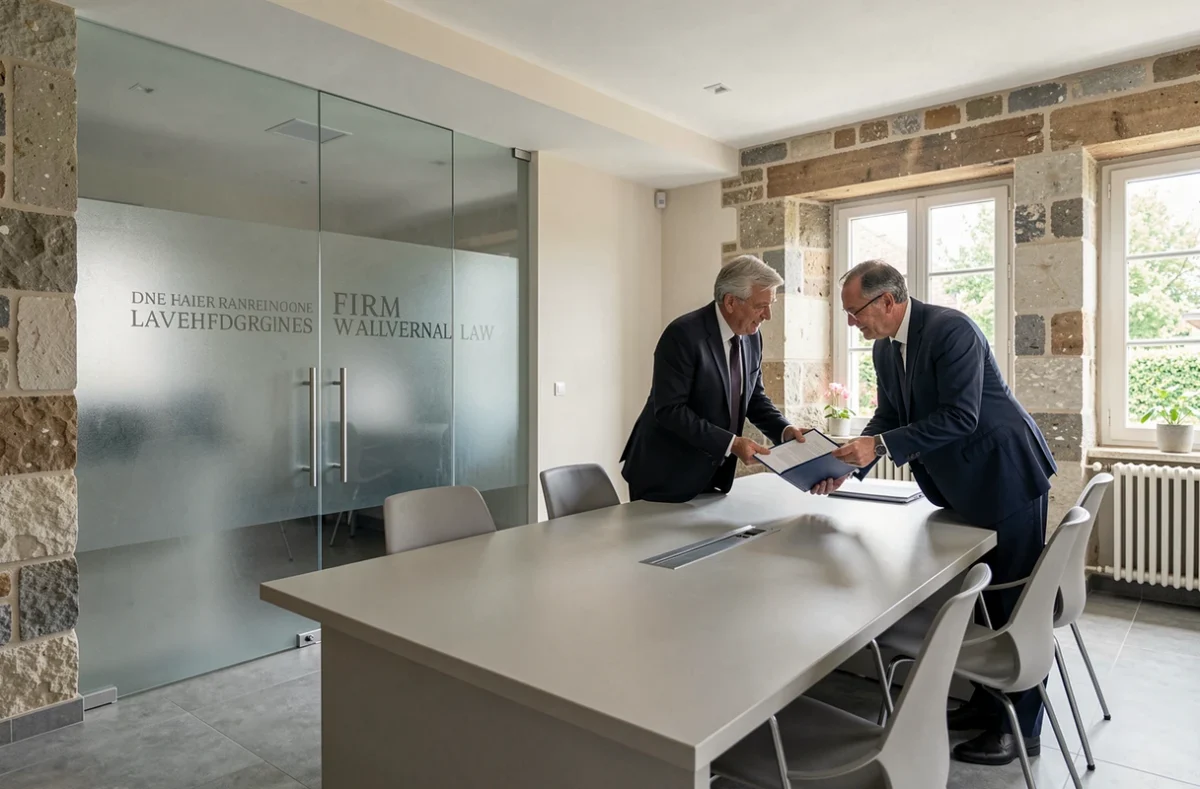 Cabinet d'avocats Siret et Associés avec plusieurs juristes en réunion dans un espace professionnel moderne