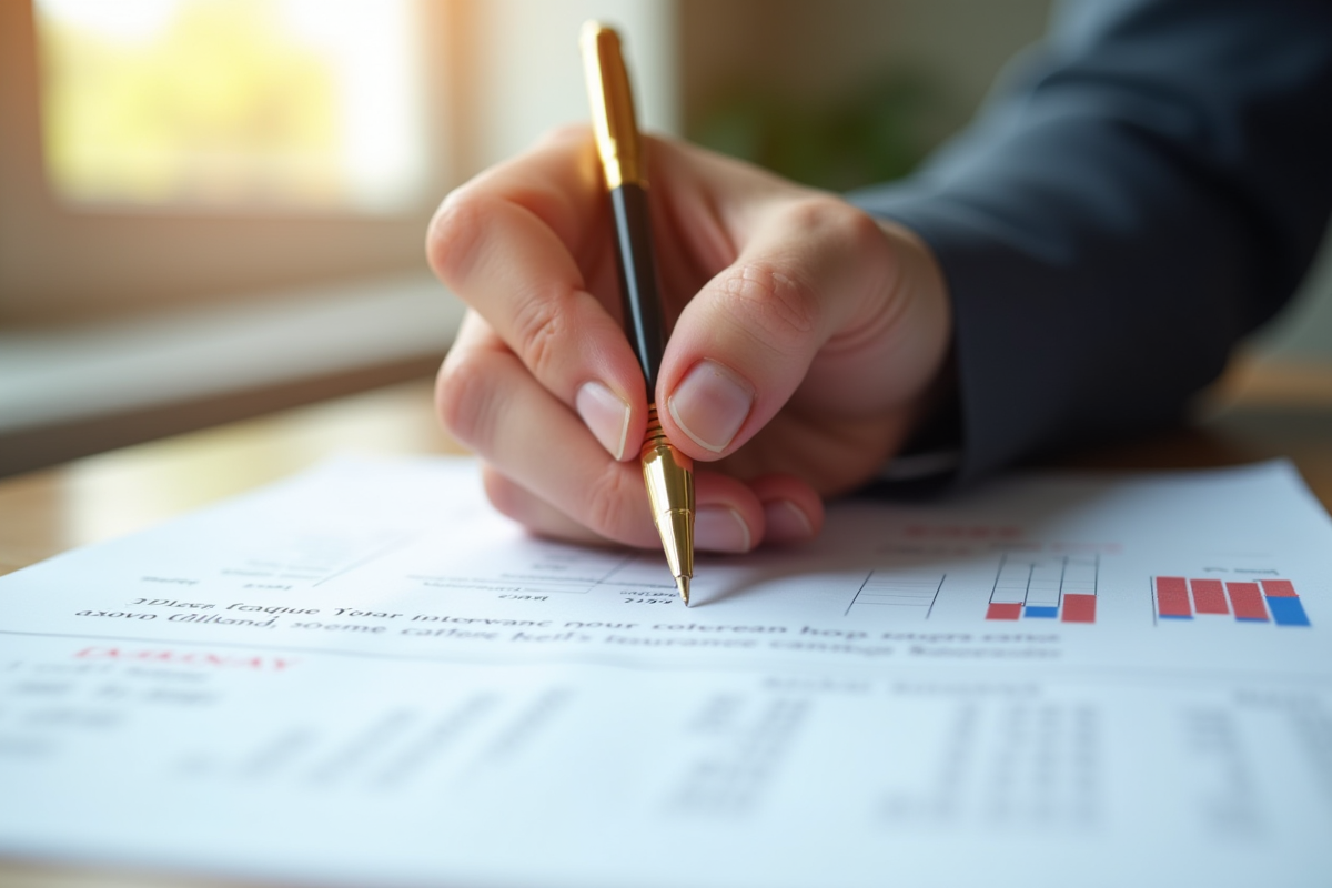 Main signant un contrat d assurance vie avec stylo doré
